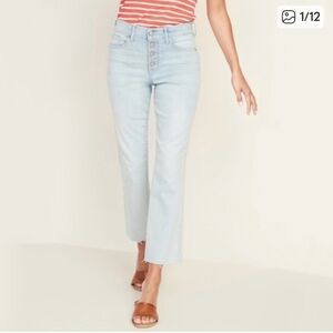 Old Navy High-Waisted Button-Fly Flare Ankle Rockstar light wash Jeans Size 10